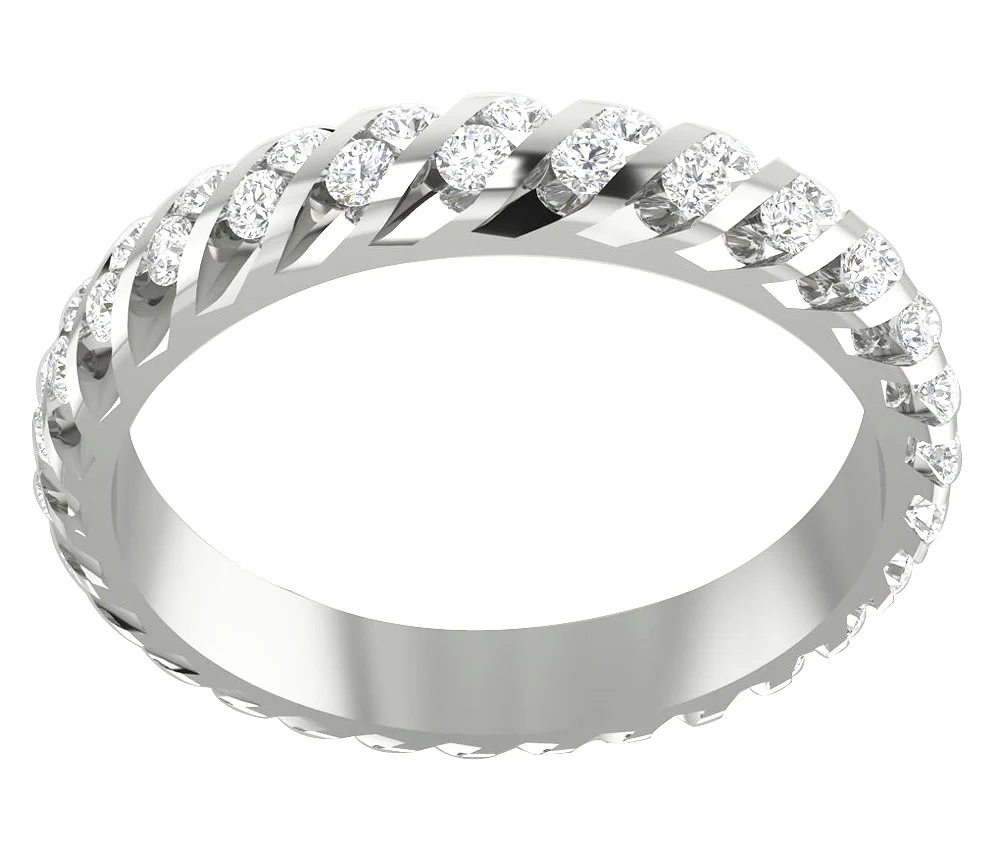 The Violet Graceful Natural Diamond Yellow Gold Bar Set Eternity Wedding Ring For Her - Image 4