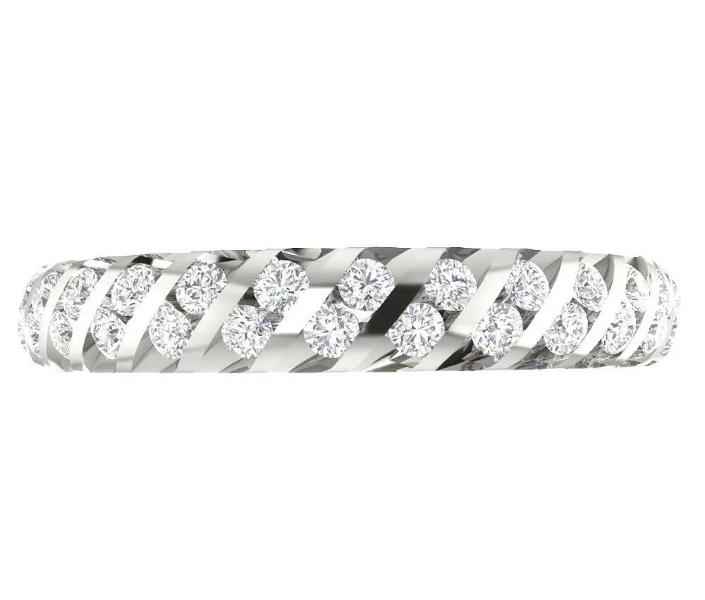 The Violet Graceful Natural Diamond Yellow Gold Bar Set Eternity Wedding Ring For Her - Image 6
