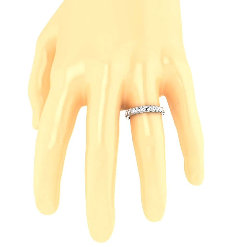 The Violet Graceful Natural Diamond Yellow Gold Bar Set Eternity Wedding Ring For Her - Image 7