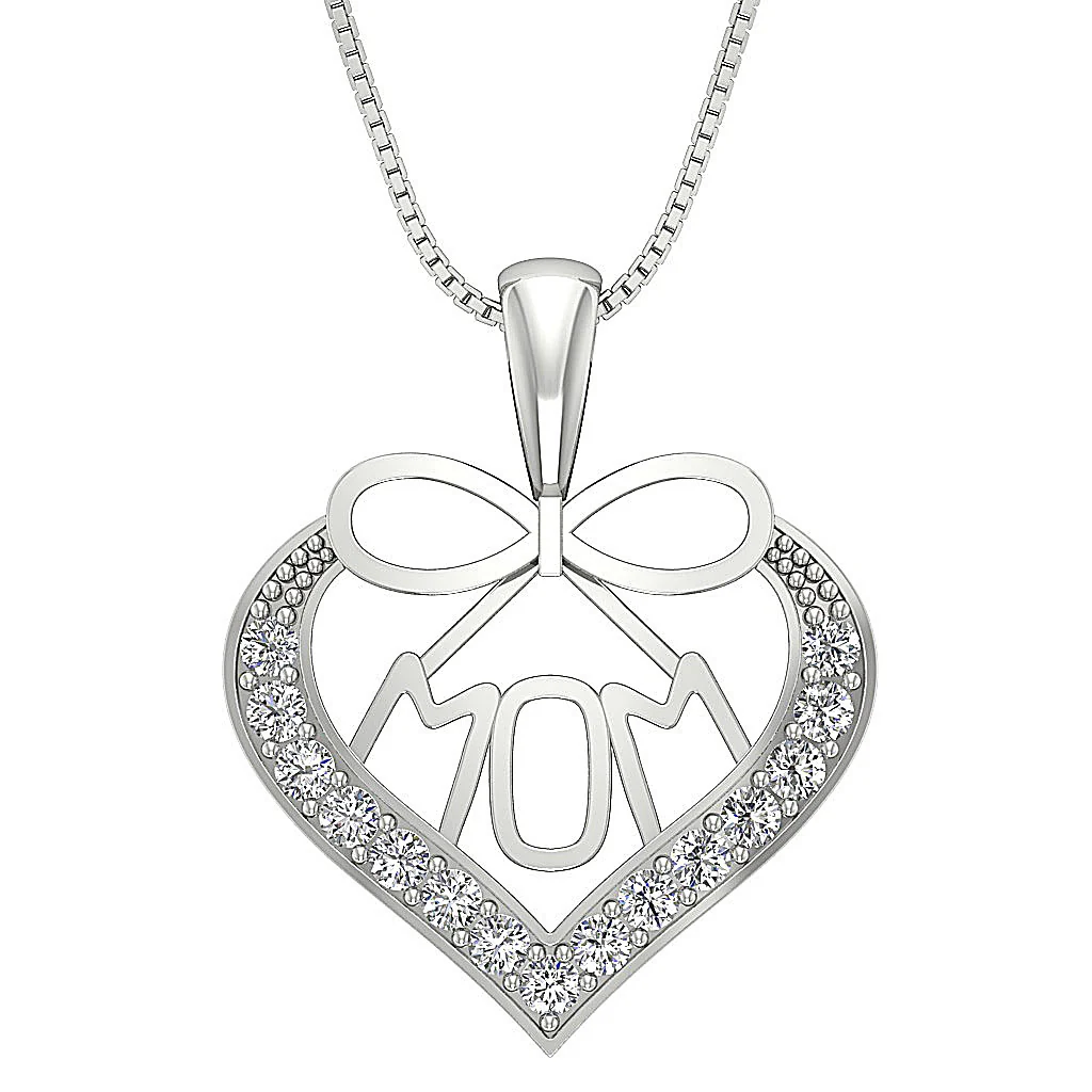 The Vivienne Love for MOM Heart Round Cut Diamond Pendant 14k Solid Gold Appraisal
