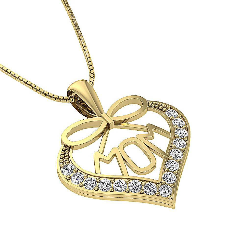 The Vivienne Love for MOM Heart Round Cut Diamond Pendant 14k Solid Gold Appraisal - Image 11