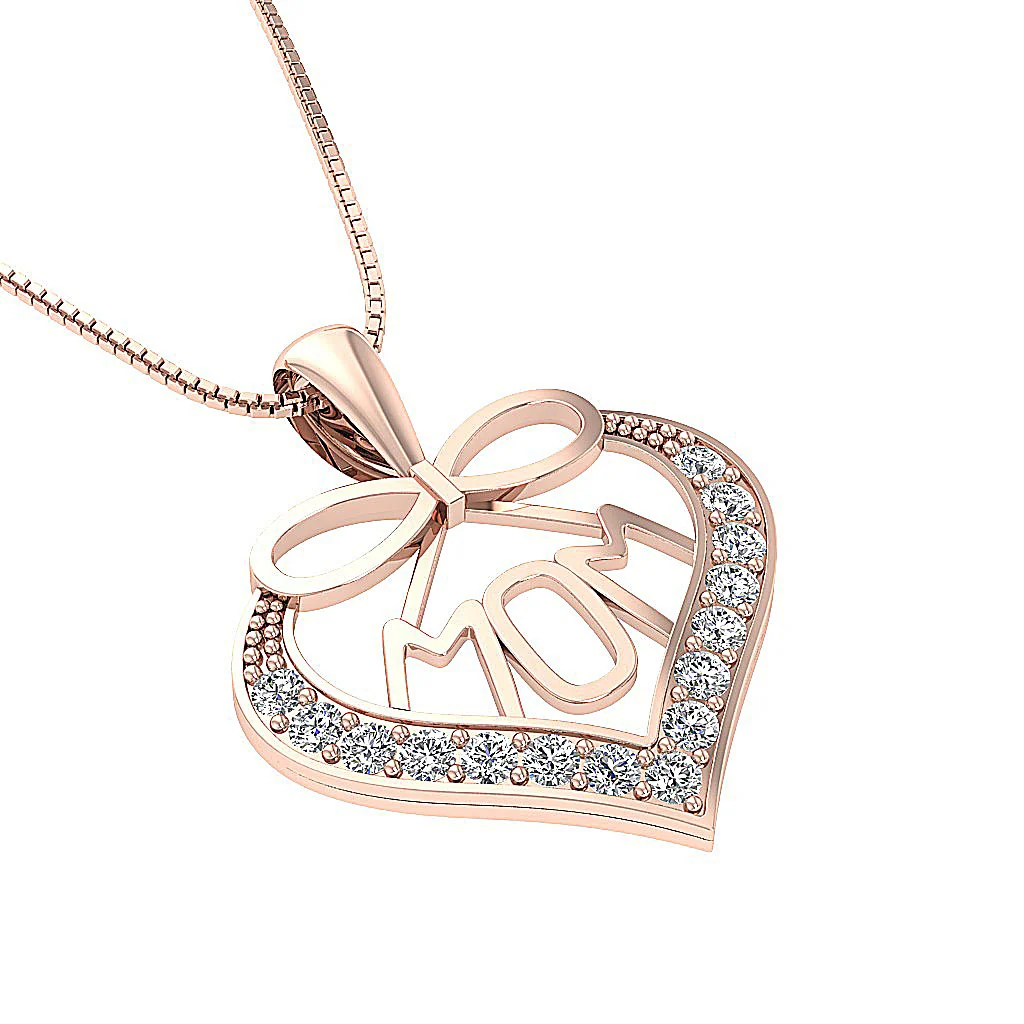 The Vivienne Love for MOM Heart Round Cut Diamond Pendant 14k Solid Gold Appraisal - Image 12