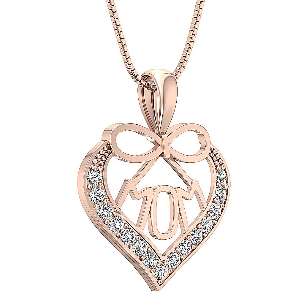The Vivienne Love for MOM Heart Round Cut Diamond Pendant 14k Solid Gold Appraisal - Image 6