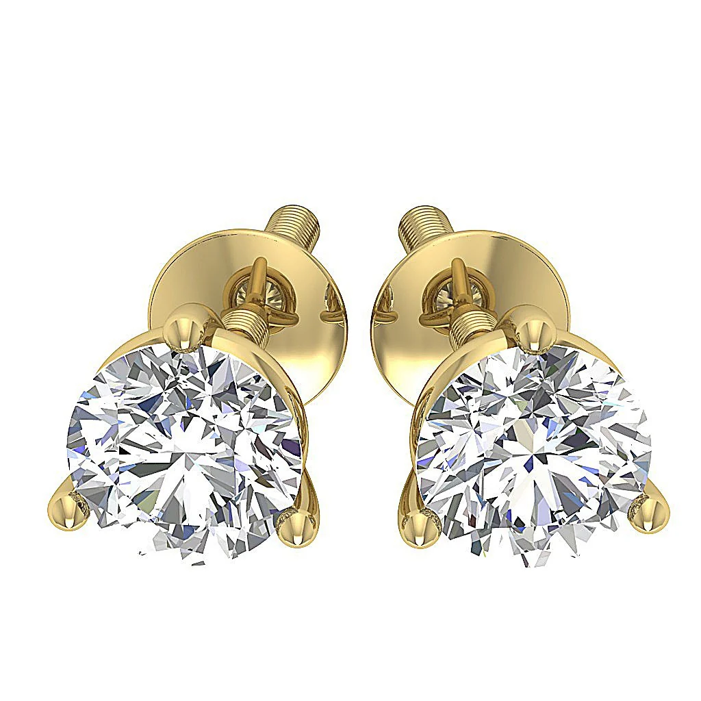 Natural Diamond I1/SI1 G 0.50-1.00Ct Martini Prong Set Solitaire Studs Earrings 14K/18K Gold