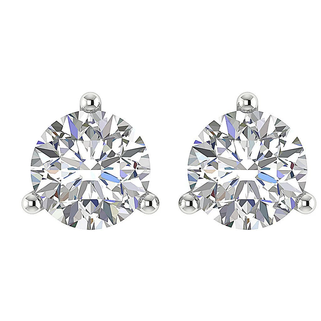 Natural Diamond I1/SI1 G 0.50-1.00Ct Martini Prong Set Solitaire Studs Earrings 14K/18K Gold - Image 6