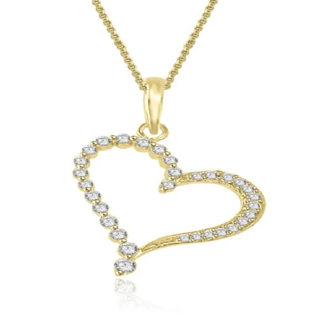 The Wade Journey Round Diamond Heart Pendant 14K White Yellow Rose Gold