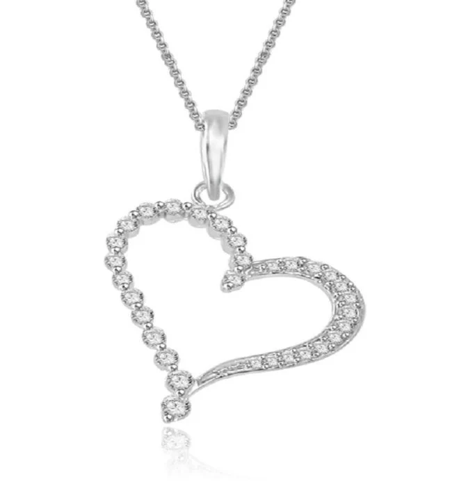 The Wade Journey Round Diamond Heart Pendant 14K White Yellow Rose Gold - Image 2