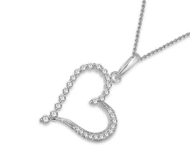 The Wade Journey Round Diamond Heart Pendant 14K White Yellow Rose Gold - Image 5