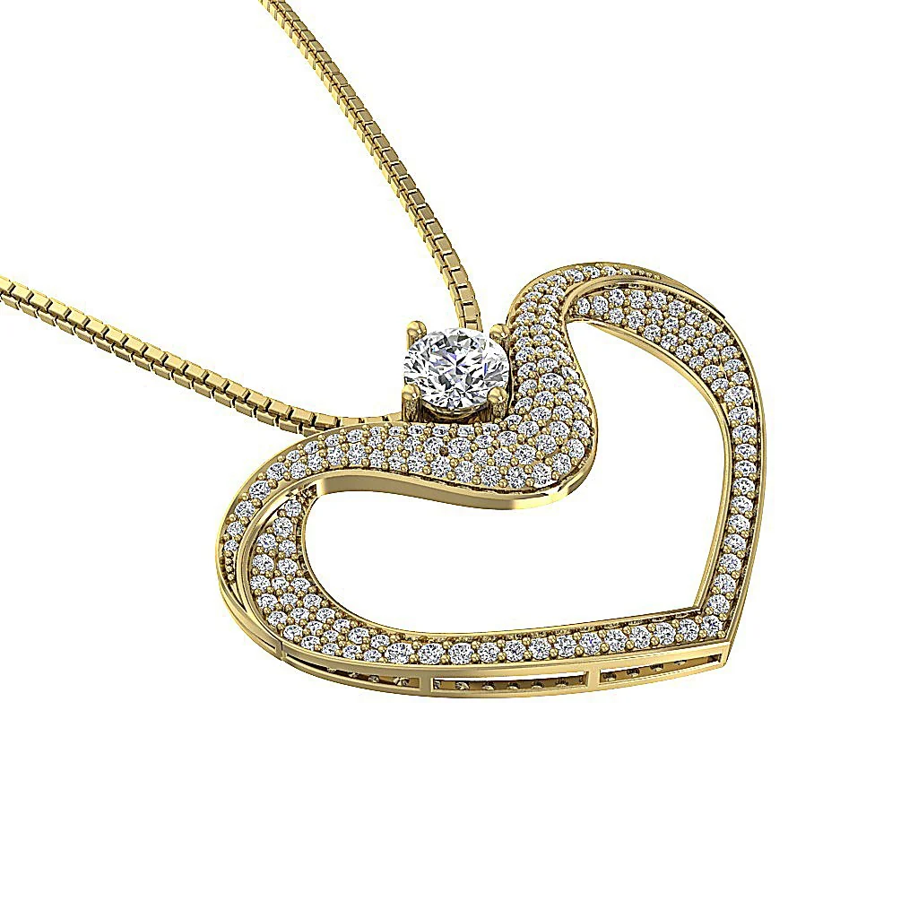 The Warren Beautiful Solitaire Diamond Round Heart Pendant With Chain 14K Solid Gold - Image 8