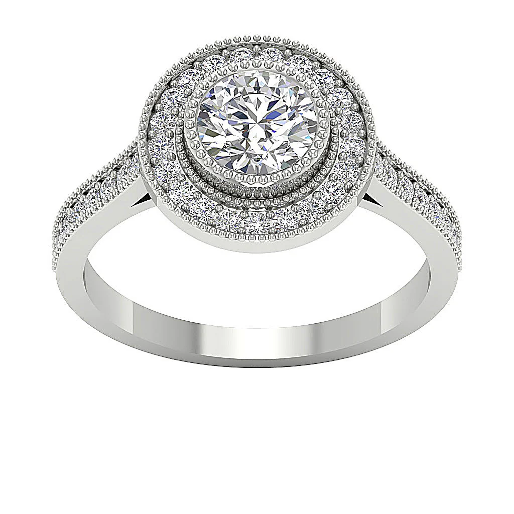 The Waverly Milgrain Designe Engagement Ring Round Diamond Gold 12.85 mm - Image 4