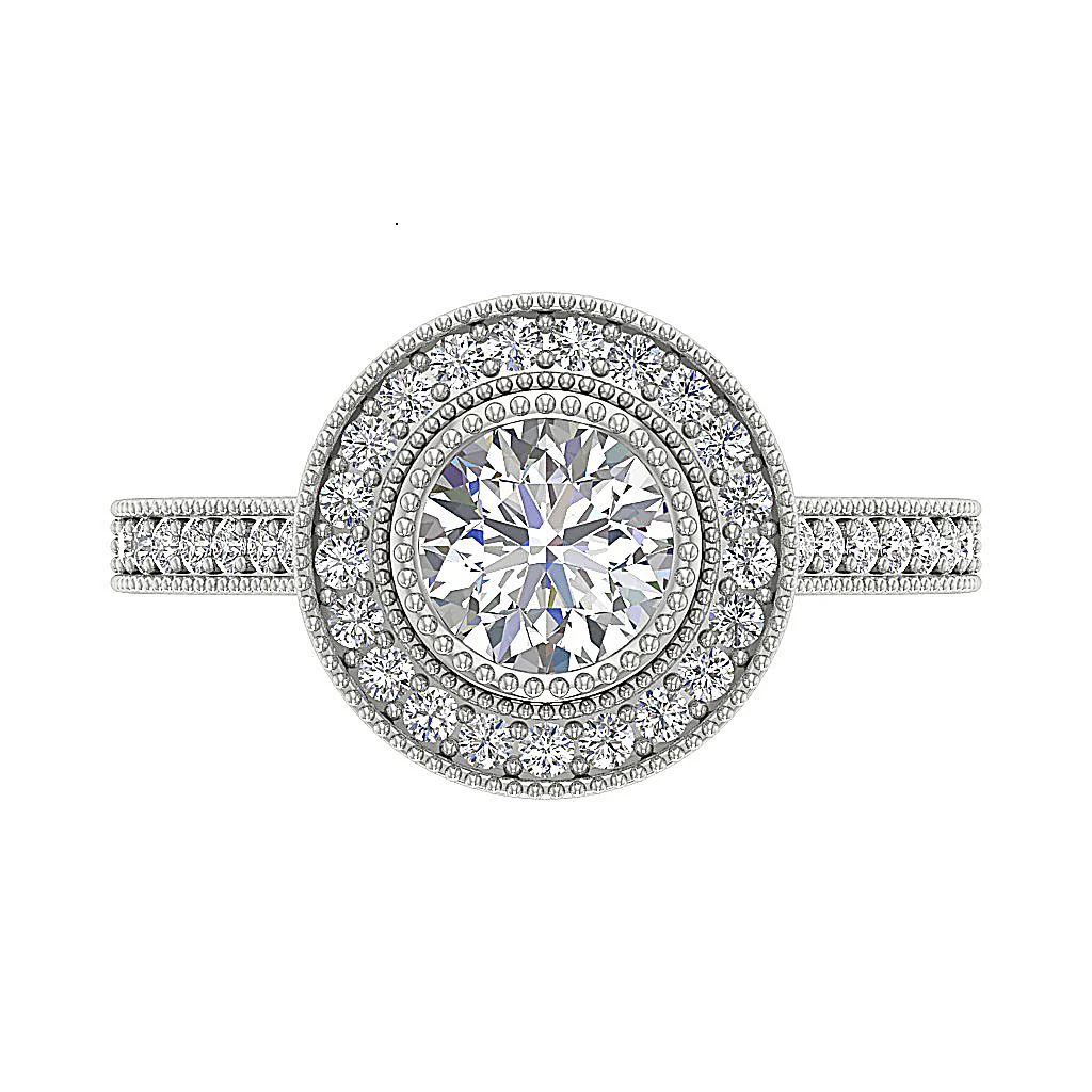 The Waverly Milgrain Designe Engagement Ring Round Diamond Gold 12.85 mm - Image 6