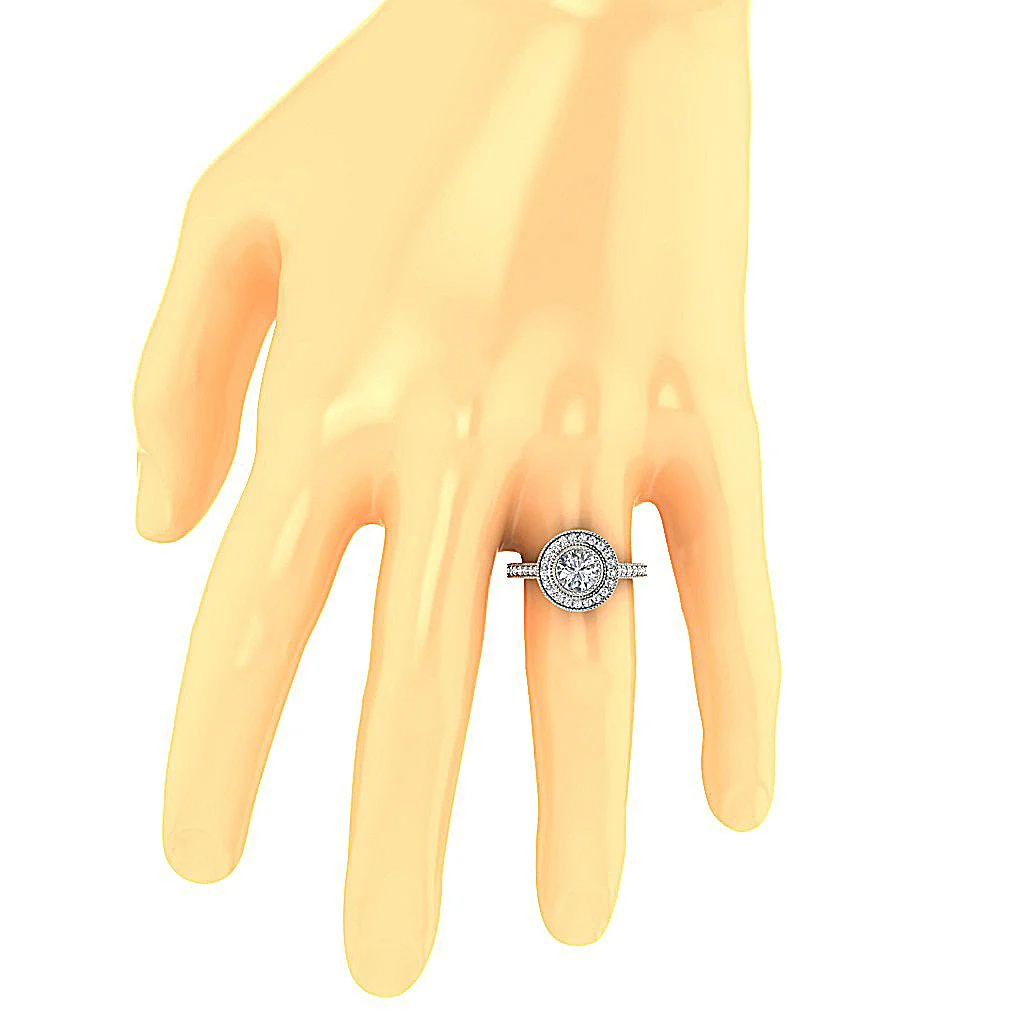 The Waverly Milgrain Designe Engagement Ring Round Diamond Gold 12.85 mm - Image 7