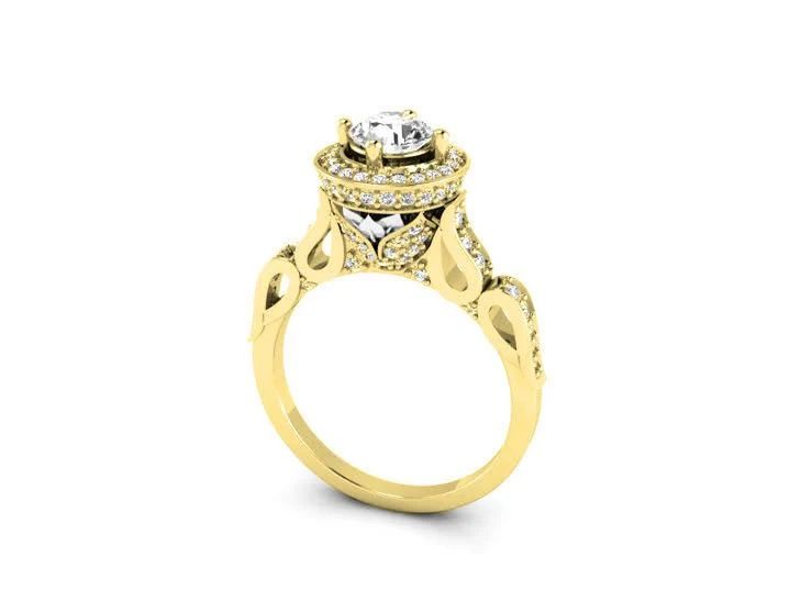 The Whitley 14K Solid Yellow Gold Engagement Ring Round Cut Diamond Prong Set - Image 4