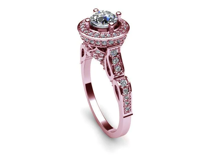 The Whitley 14K Solid Yellow Gold Engagement Ring Round Cut Diamond Prong Set - Image 5