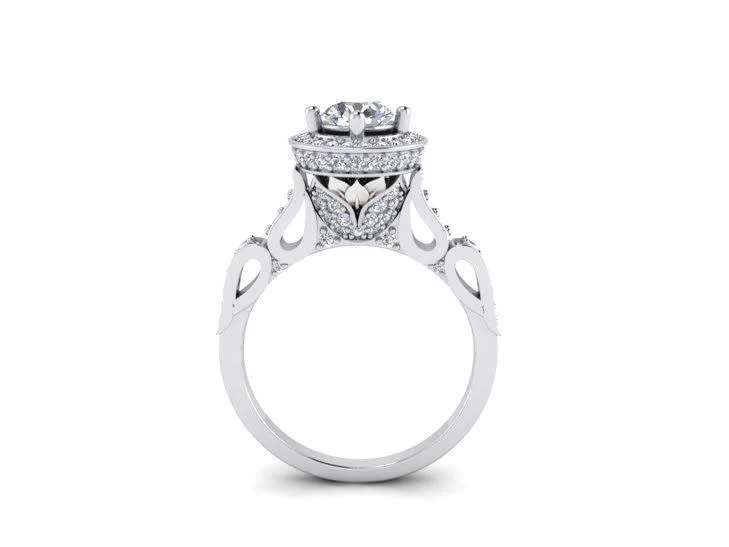 The Whitley 14K Solid Yellow Gold Engagement Ring Round Cut Diamond Prong Set - Image 7