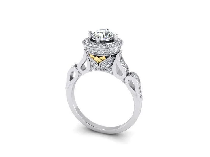 The Whitley 14K Solid Yellow Gold Engagement Ring Round Cut Diamond Prong Set - Image 9