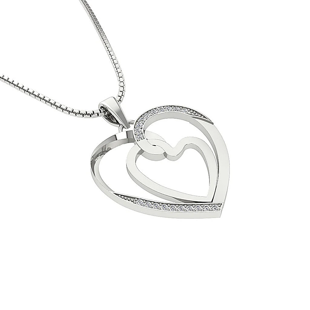 The Wilder Double Heart Pendant Necklace Natural diamond 14K Solid Rose Gold - Image 10