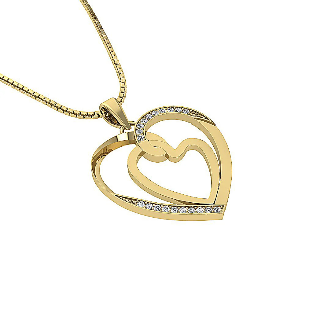The Wilder Double Heart Pendant Necklace Natural diamond 14K Solid Rose Gold - Image 11