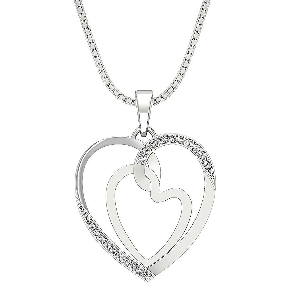 The Wilder Double Heart Pendant Necklace Natural diamond 14K Solid Rose Gold - Image 2