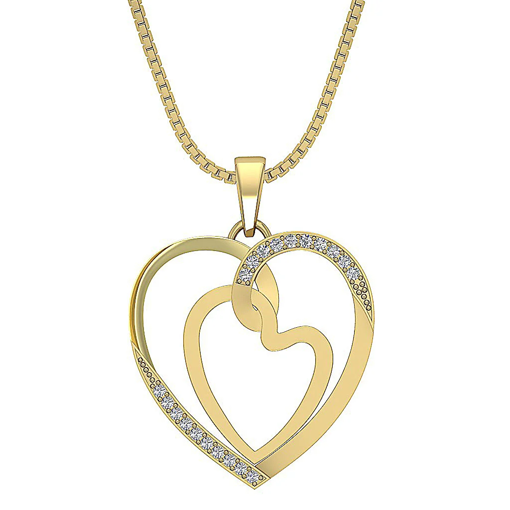 The Wilder Double Heart Pendant Necklace Natural diamond 14K Solid Rose Gold - Image 3