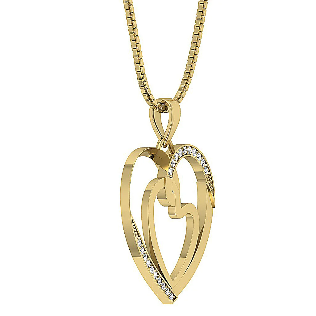 The Wilder Double Heart Pendant Necklace Natural diamond 14K Solid Rose Gold - Image 8