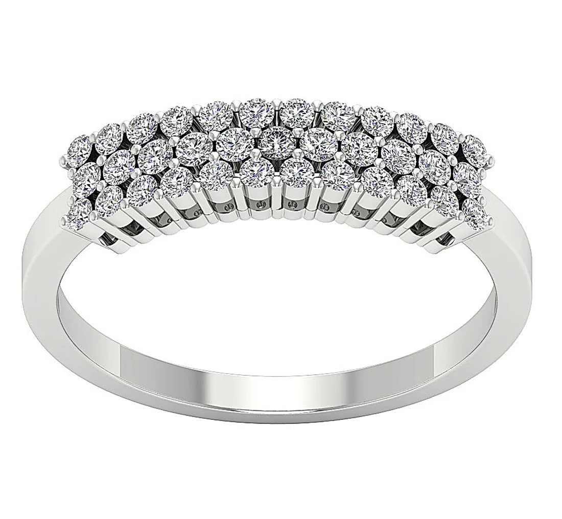 The Winona Handmade Three Row Engagement Ring Natural Diamond 14K Yellow Gold Prong Set - Image 6