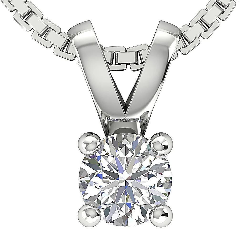 Handmade Solitaire Pendant Necklace I1/SI1 G 0.25Ct Round Cut Diamond 14K Solid Rose Gold - Image 3