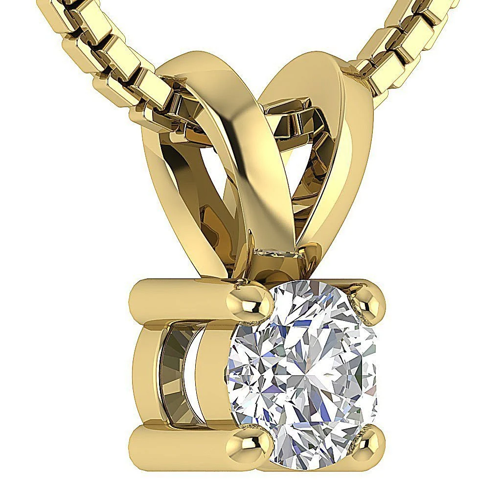 Handmade Solitaire Pendant Necklace I1/SI1 G 0.25Ct Round Cut Diamond 14K Solid Rose Gold - Image 5