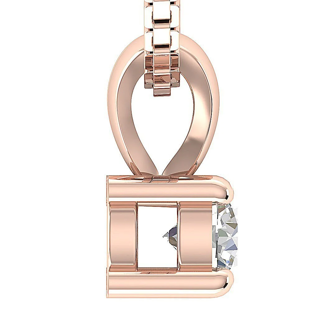Handmade Solitaire Pendant Necklace I1/SI1 G 0.25Ct Round Cut Diamond 14K Solid Rose Gold - Image 7