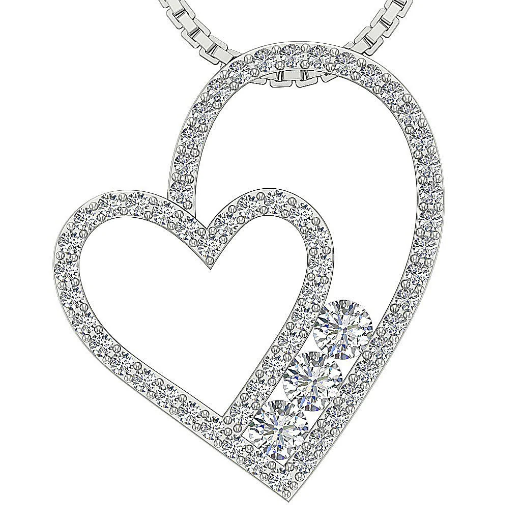 The Wrenley Natural Diamond Heart Pendant Necklace White Yellow Rose Gold