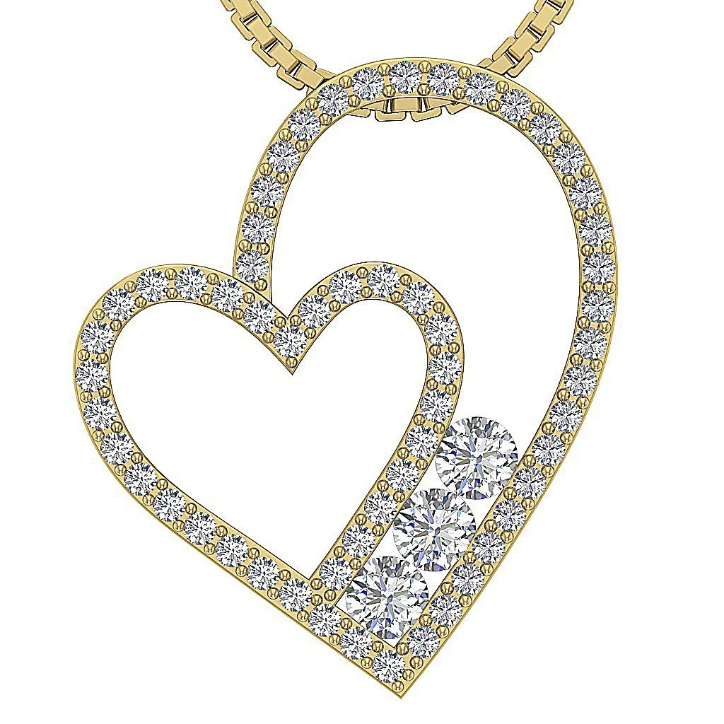 The Wrenley Natural Diamond Heart Pendant Necklace White Yellow Rose Gold - Image 2