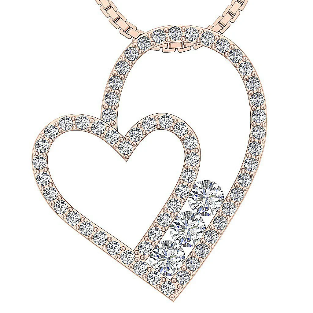 The Wrenley Natural Diamond Heart Pendant Necklace White Yellow Rose Gold - Image 3