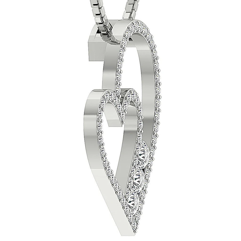 The Wrenley Natural Diamond Heart Pendant Necklace White Yellow Rose Gold - Image 4