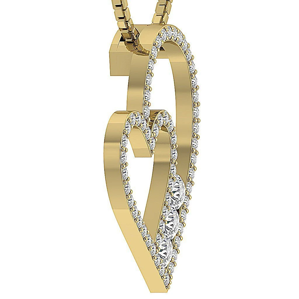 The Wrenley Natural Diamond Heart Pendant Necklace White Yellow Rose Gold - Image 5