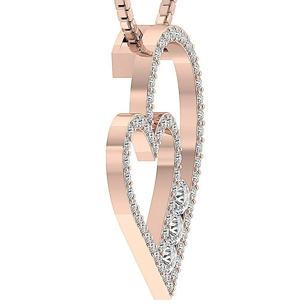 The Wrenley Natural Diamond Heart Pendant Necklace White Yellow Rose Gold - Image 6