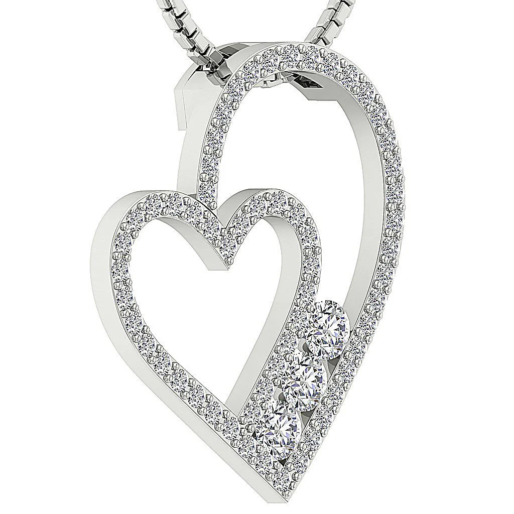 The Wrenley Natural Diamond Heart Pendant Necklace White Yellow Rose Gold - Image 7
