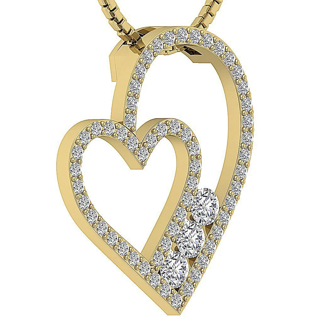 The Wrenley Natural Diamond Heart Pendant Necklace White Yellow Rose Gold - Image 8