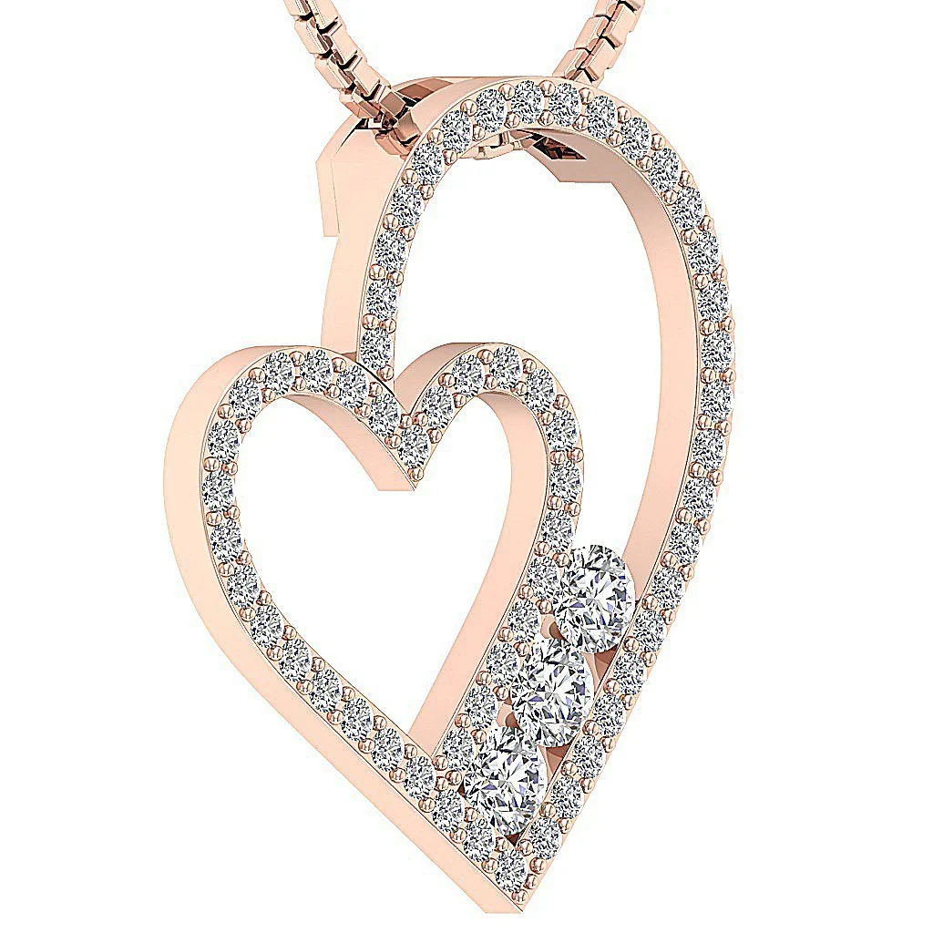 The Wrenley Natural Diamond Heart Pendant Necklace White Yellow Rose Gold - Image 9