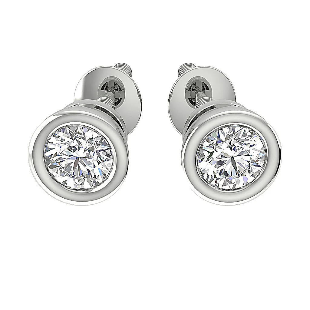 SI1 G 0.75Ct Natural Diamond 14k White Gold Solitaire Stud Earring 4.50MM For Women - Image 3