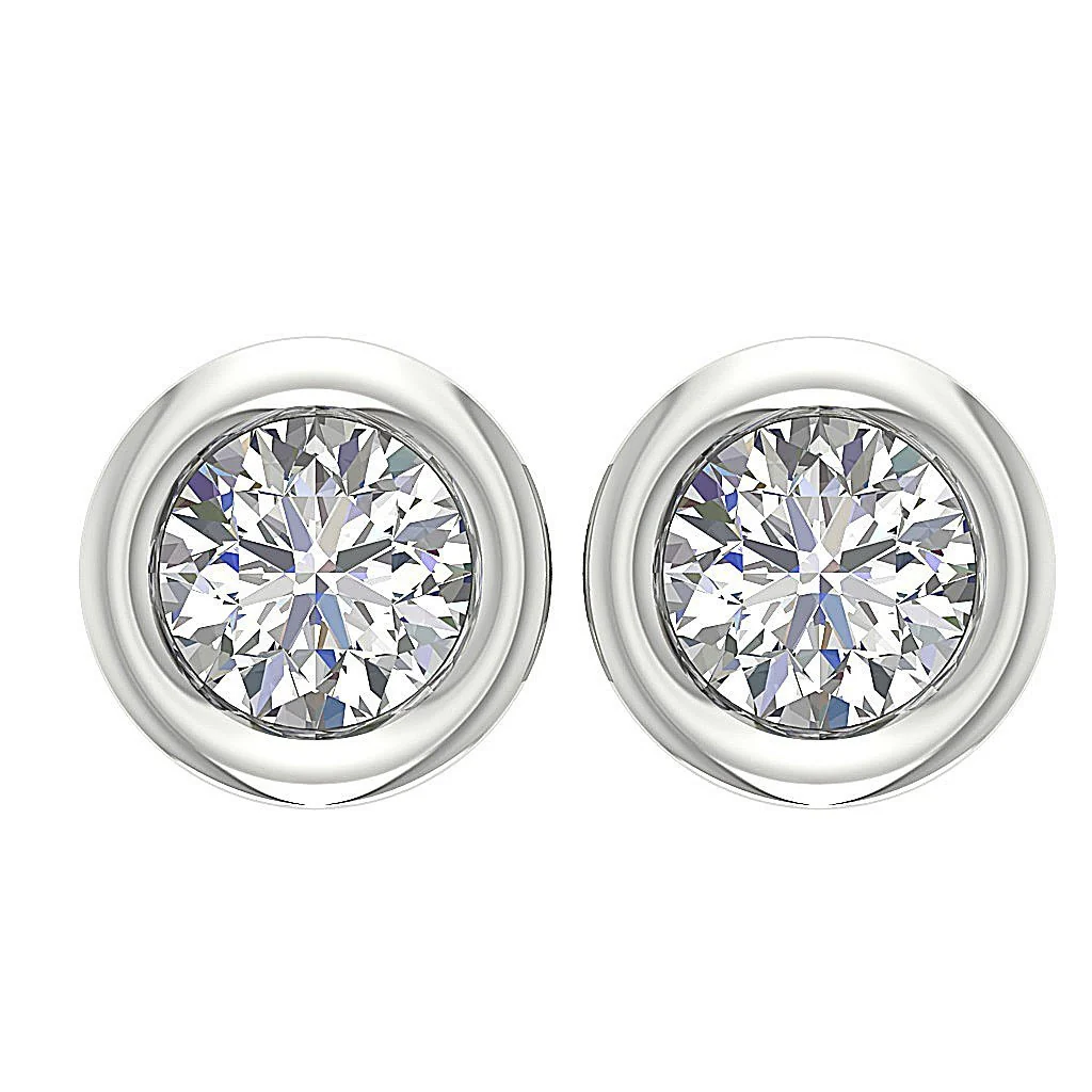 SI1 G 0.75Ct Natural Diamond 14k White Gold Solitaire Stud Earring 4.50MM For Women - Image 4