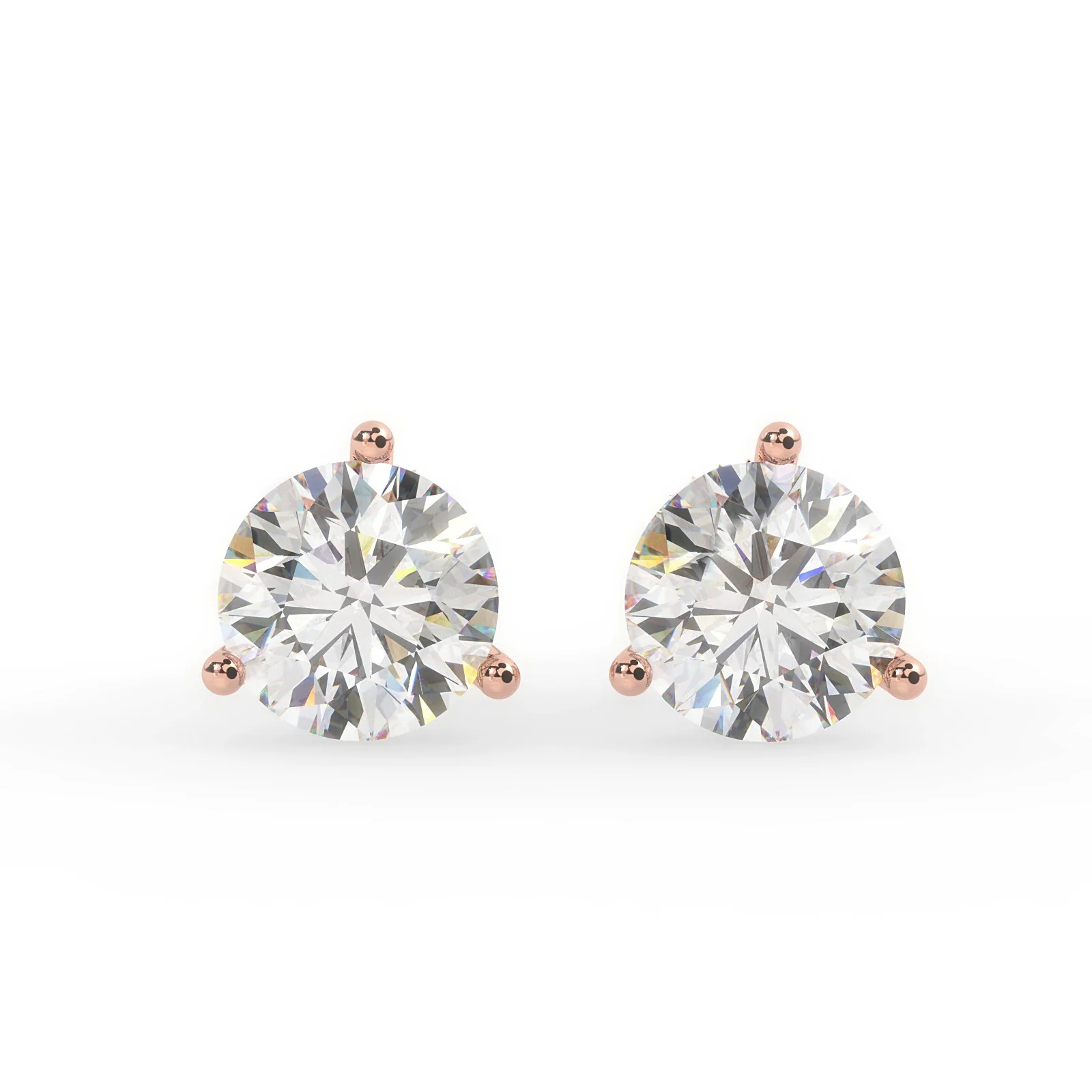 The Xander Screw Back Solitaire Natural Diamond Stud Earring Prong Set 14K Rose Gold - Image 4