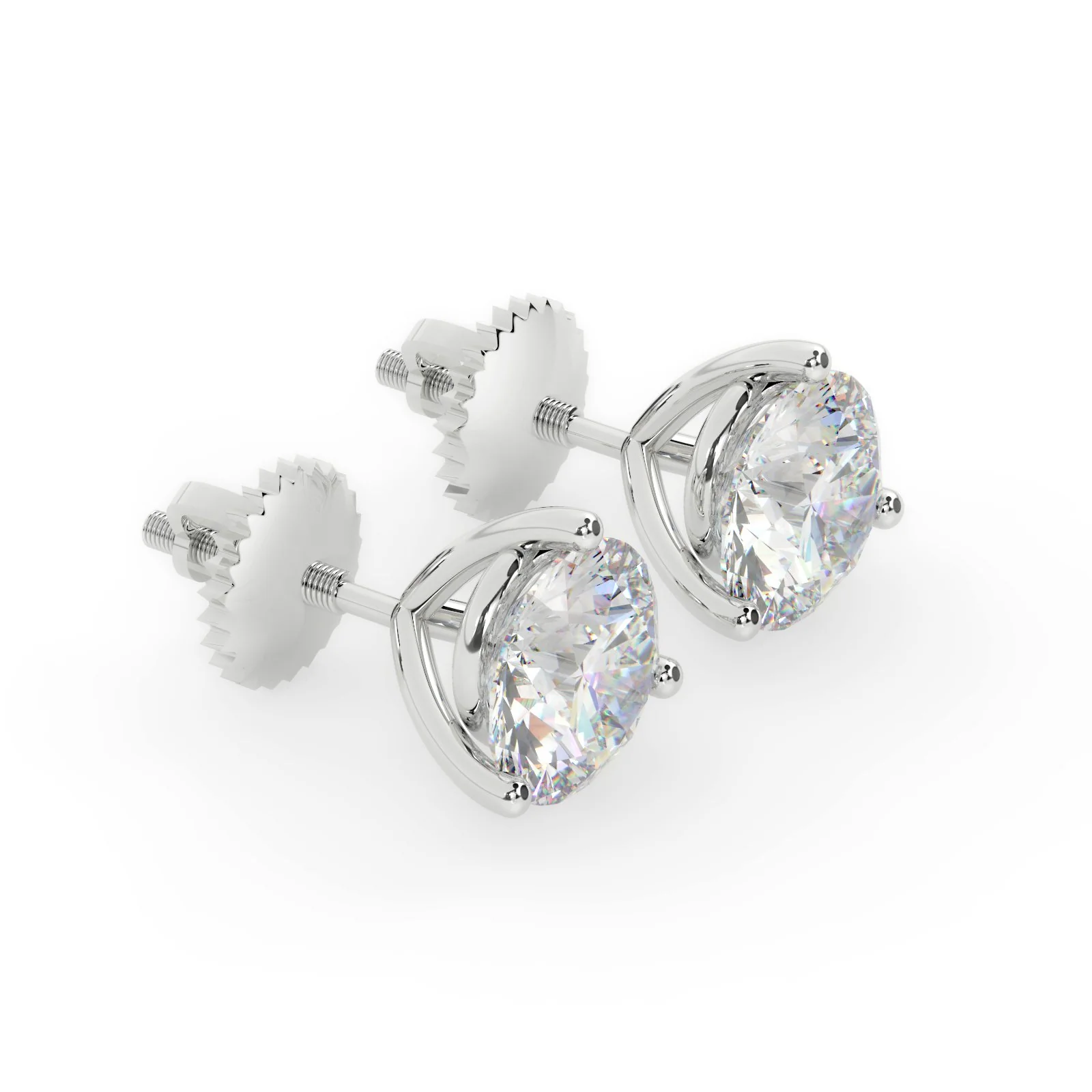The Xander Screw Back Solitaire Natural Diamond Stud Earring Prong Set 14K Rose Gold - Image 5
