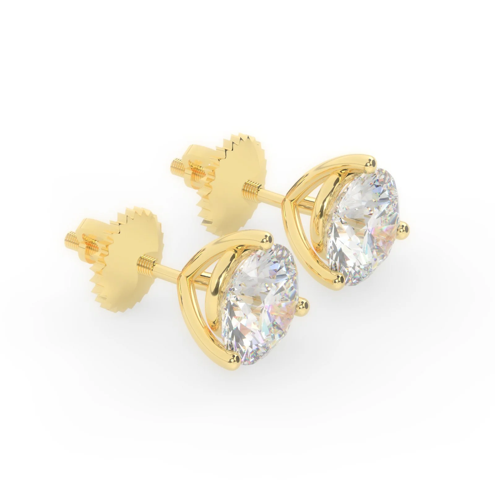 The Xander Screw Back Solitaire Natural Diamond Stud Earring Prong Set 14K Rose Gold - Image 6