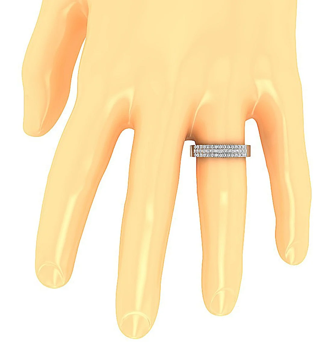 The Xyla Excellent Round Brilliant Cut Diamond 3 Row Anniversary Ring 14K Yellow Rose - Image 7