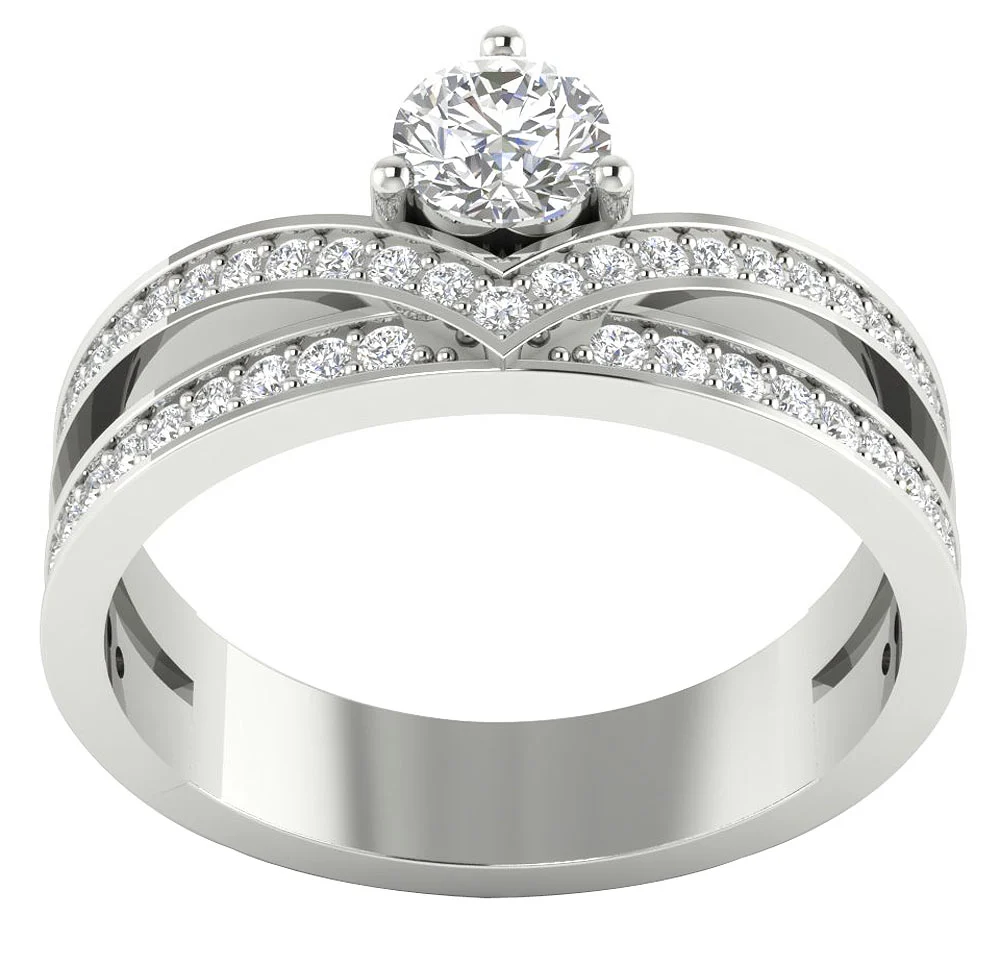 The Yael 14K Solid Gold Natural Diamond Engagement Wedding Ring Prong Setting