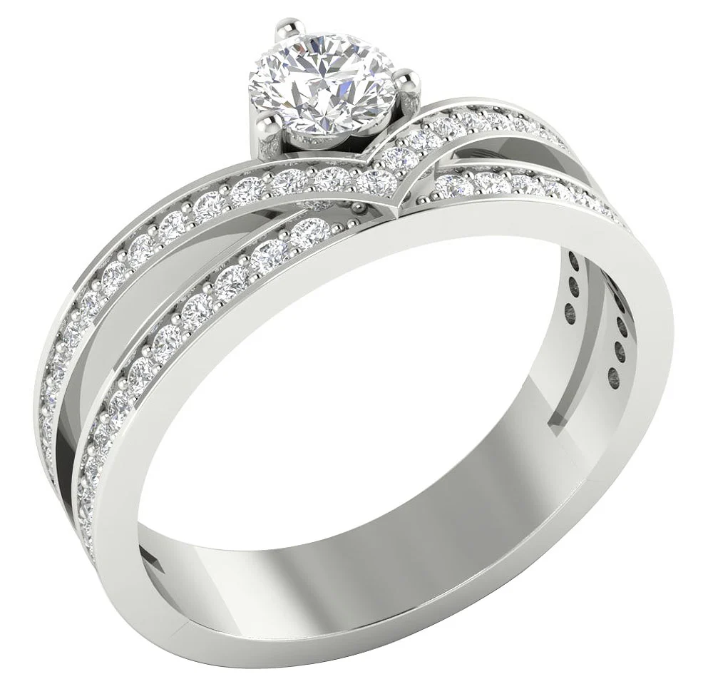 The Yael 14K Solid Gold Natural Diamond Engagement Wedding Ring Prong Setting - Image 2