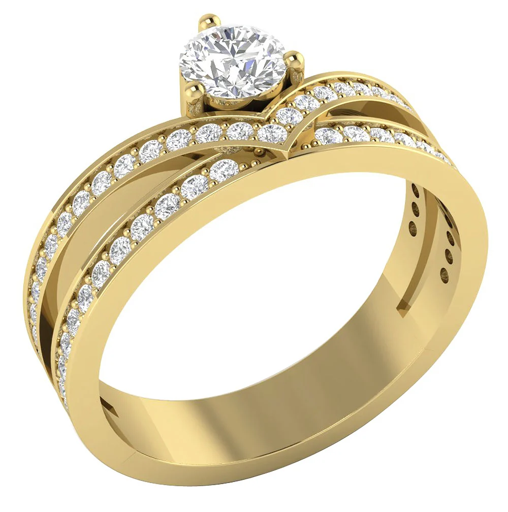 The Yael 14K Solid Gold Natural Diamond Engagement Wedding Ring Prong Setting - Image 3