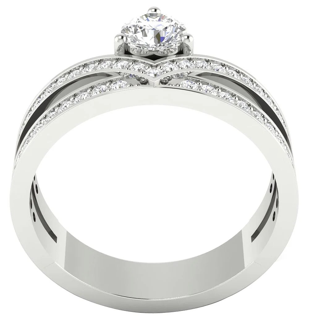 The Yael 14K Solid Gold Natural Diamond Engagement Wedding Ring Prong Setting - Image 5
