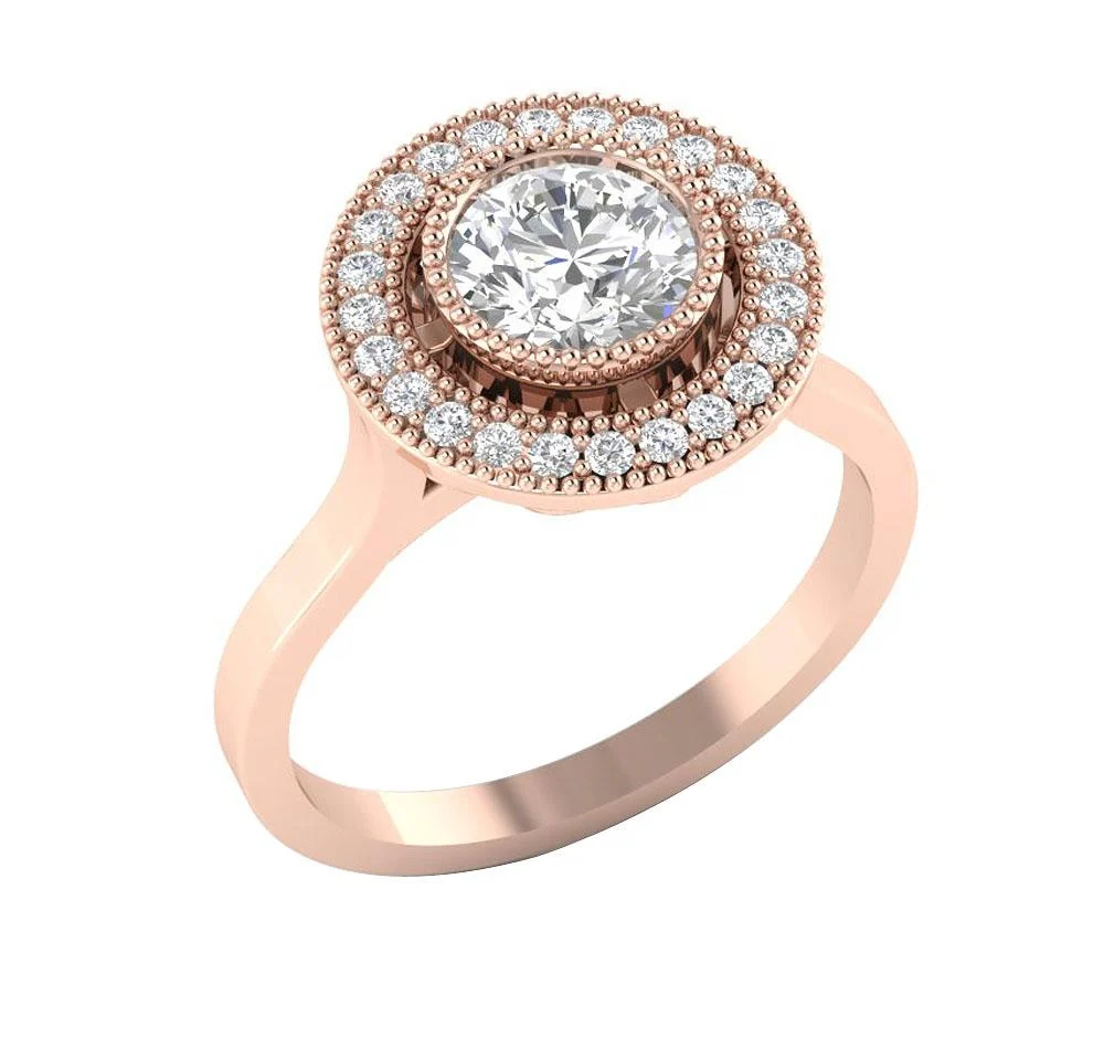 The Yisroel 14K Solid Rose Gold Band Natural Diamond Solitaire Engagement Ring