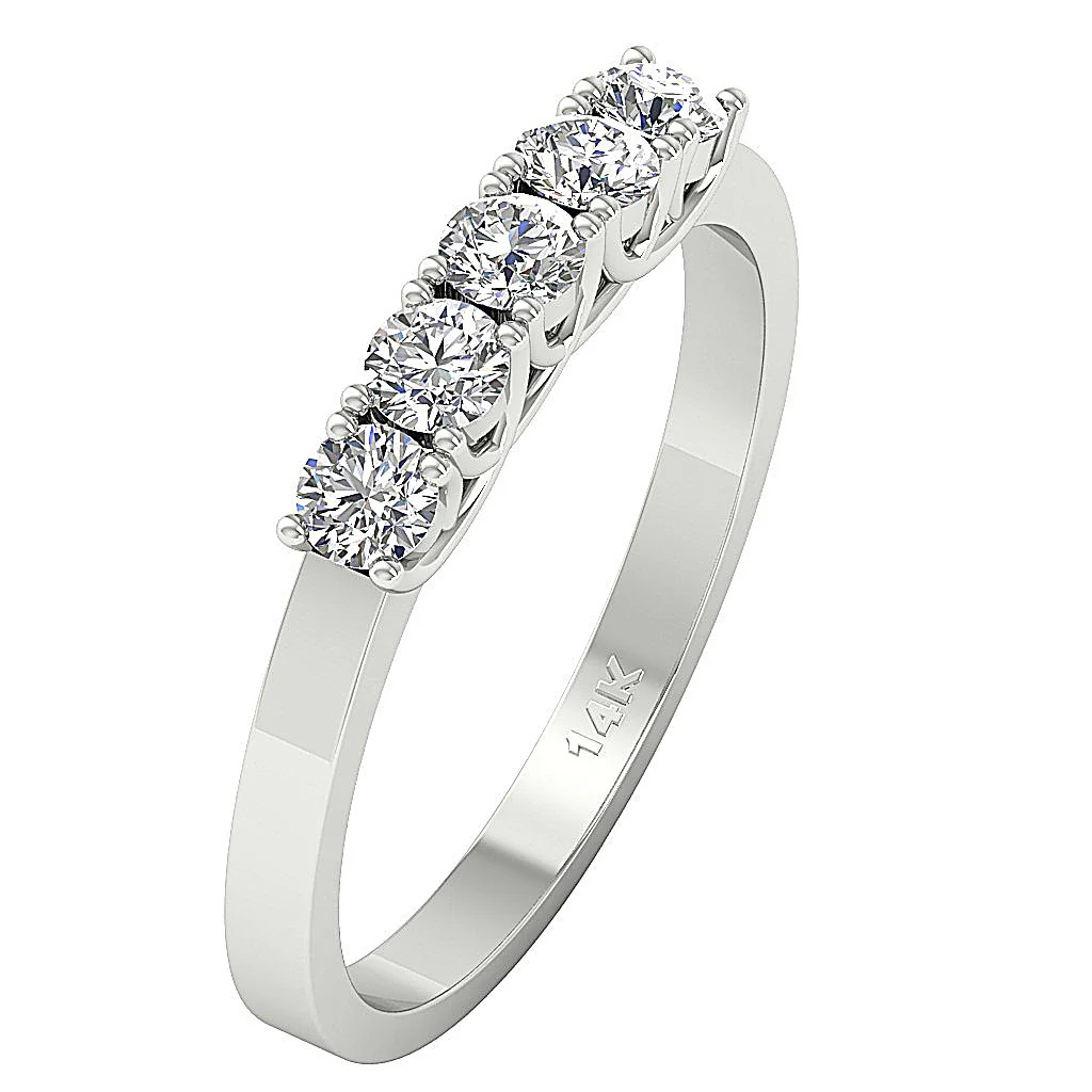 The Zachariah Rose Gold Curved Five Stone Wedding Natural Diamond Ring Prong Set - Image 3